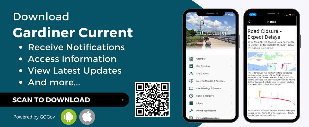Download the Gardiner Current App - Scan this QR code.
